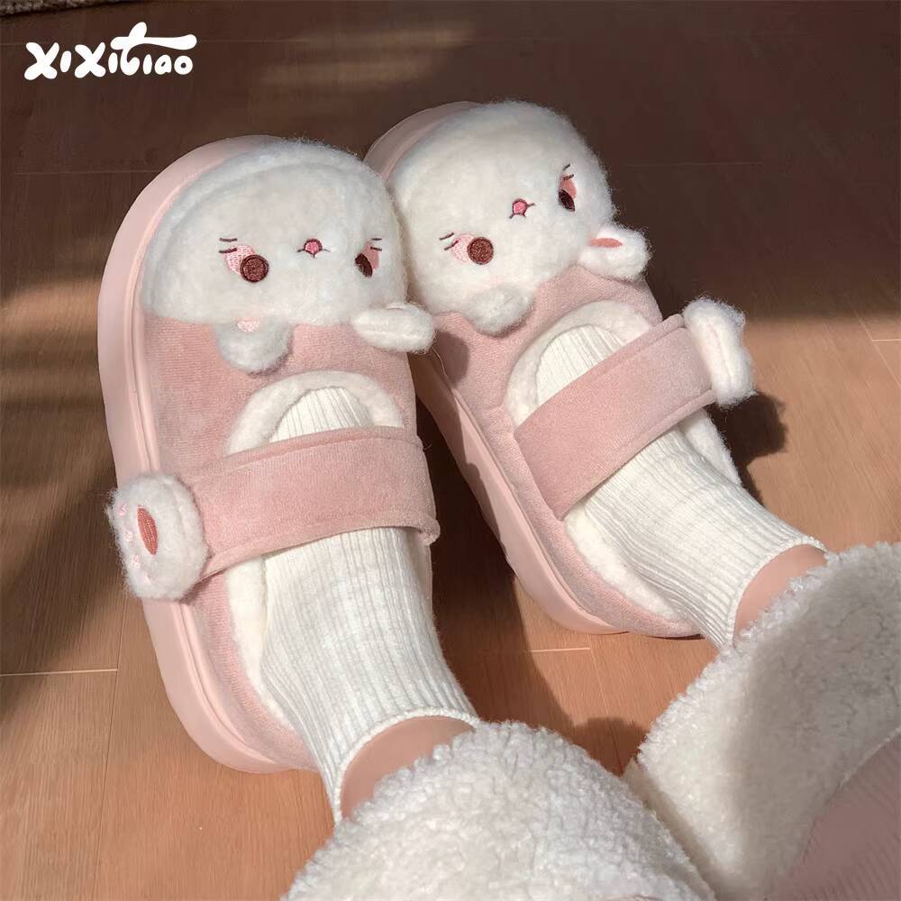 Women Shoes Winter - Zimowe Kapcie Domowe Miękkie Urocze Kapcie