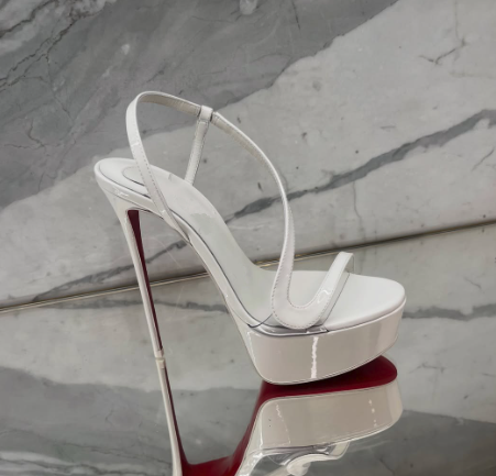Metallic Heel Sandal - Metaliczne skórzane sandały na platformie i