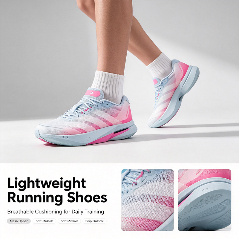 Women'S Shoes Pink Adidas - Adidas Różowo-Biało-Niebieskie Buty do Biegania Damskie